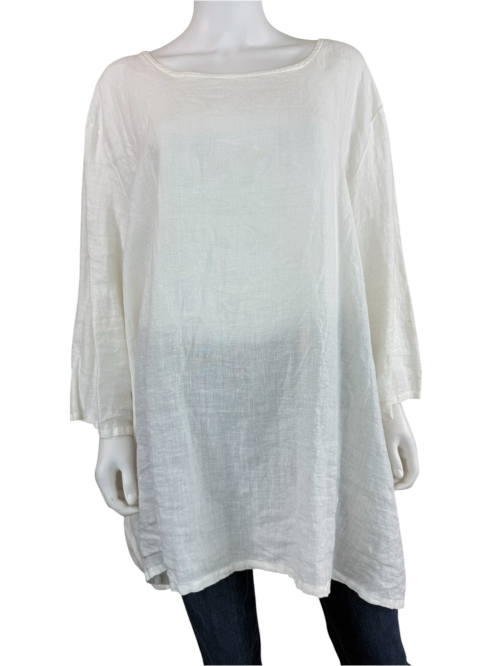 BRYN Walker White 100% Linen Tunic Size 2X C0937